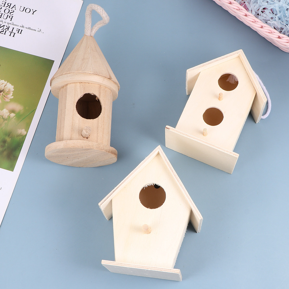 Photography Yellow Light - 3Pcs Light Yellow Wooden Bird Nest