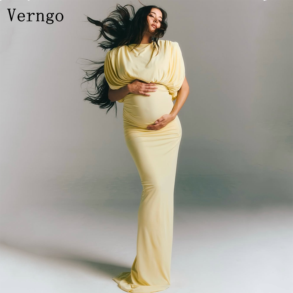 Photography Yellow Light - Verngo Light Yellow Crepe Maternity Dresses