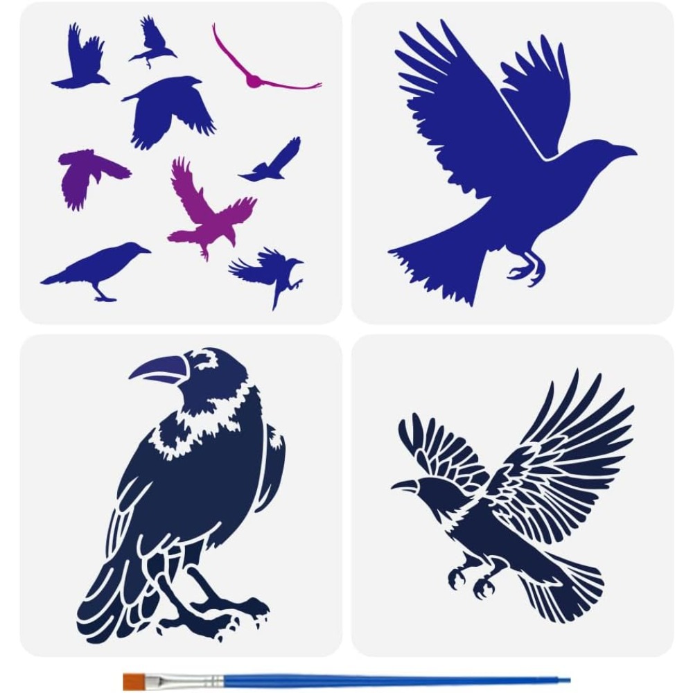 4PCS Flying Crow Stencil for P - огляд і ціна Photography Technique