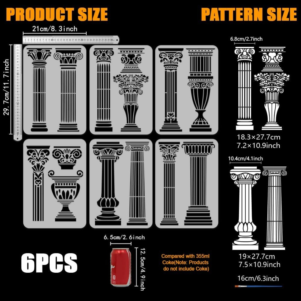 6 PCS Roman Column Stencils fo - огляд і ціна Photography Technique