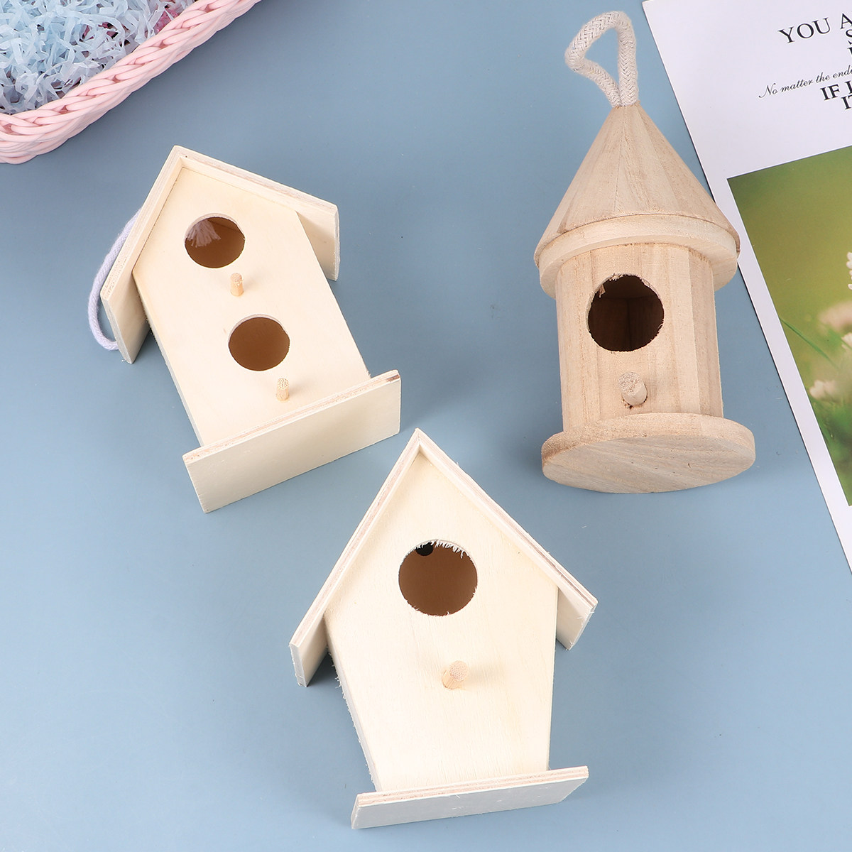 3Pcs Light Yellow Wooden Bird  - огляд і ціна Photography Yellow Light